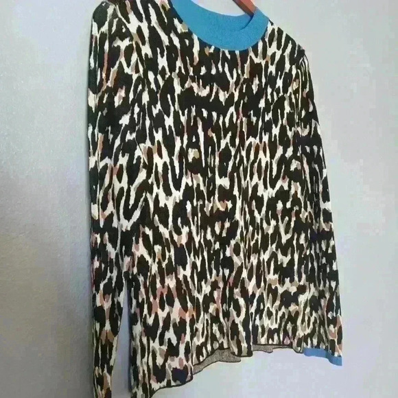 INC International Concepts Leopard Print Blouse Sweater - Picture 4 of 14
